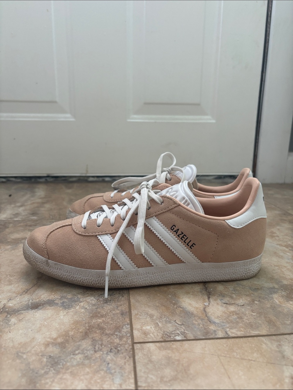adidas Gazelle Sneakers in Blush Pink and White
